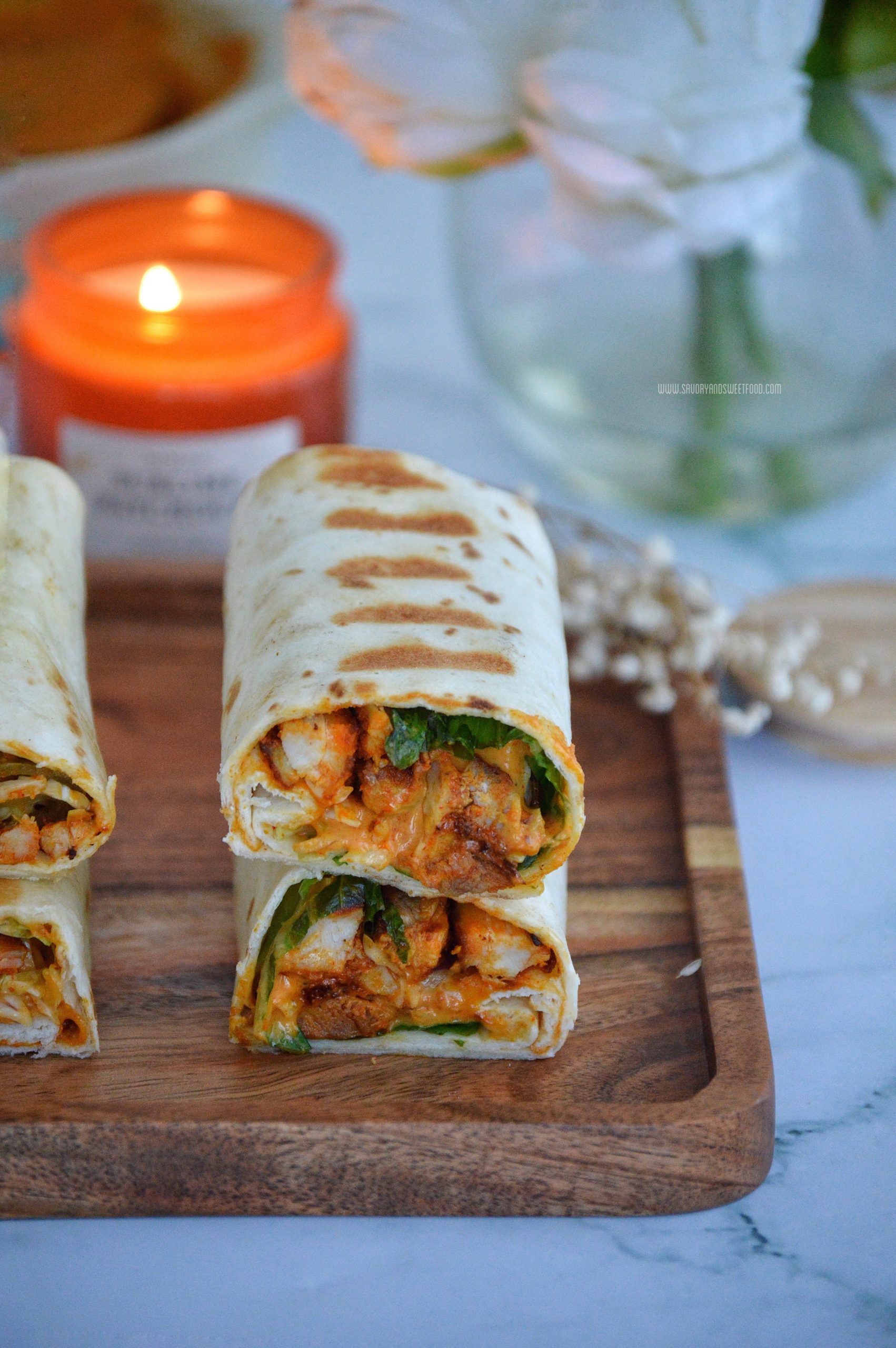 Chicken Kebab Wraps with Special Spicy Sauce - Savory&SweetFood